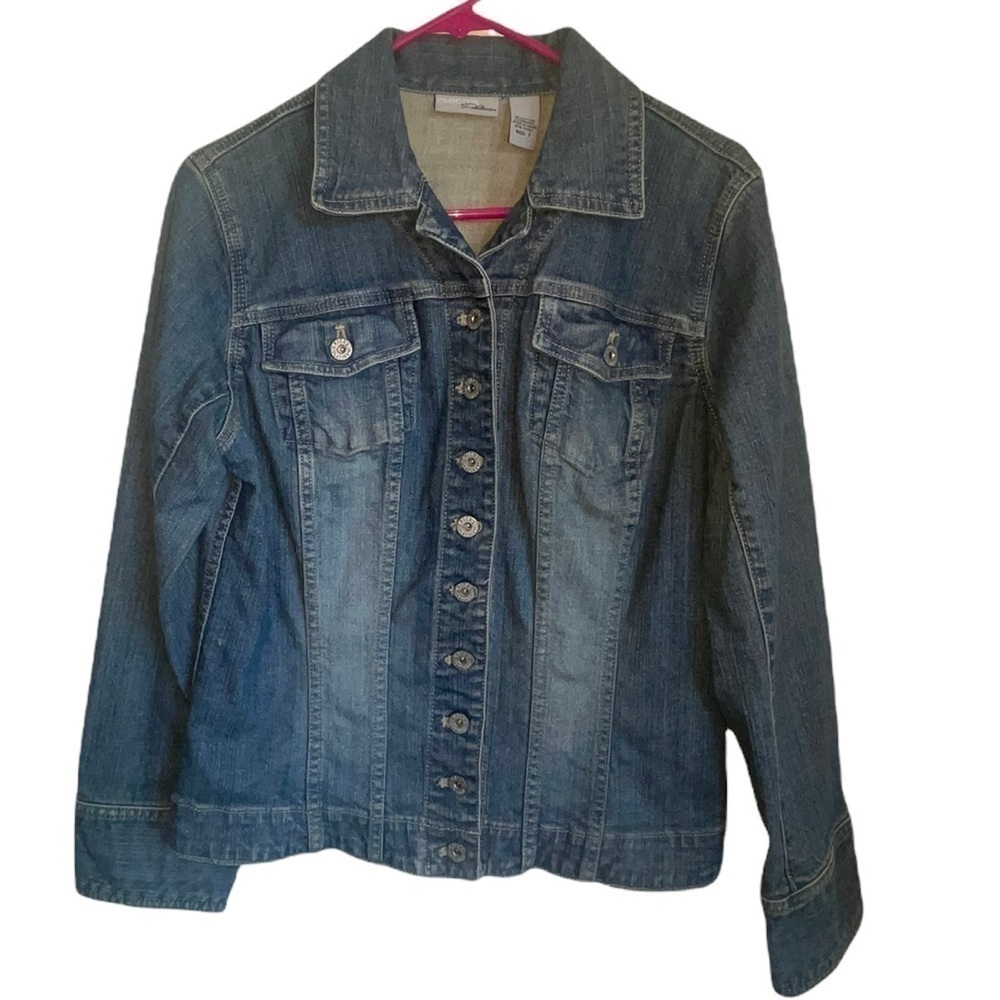 Chico’s Platinum Denim Jacket. Size 1 GUC - Picture 2 of 8